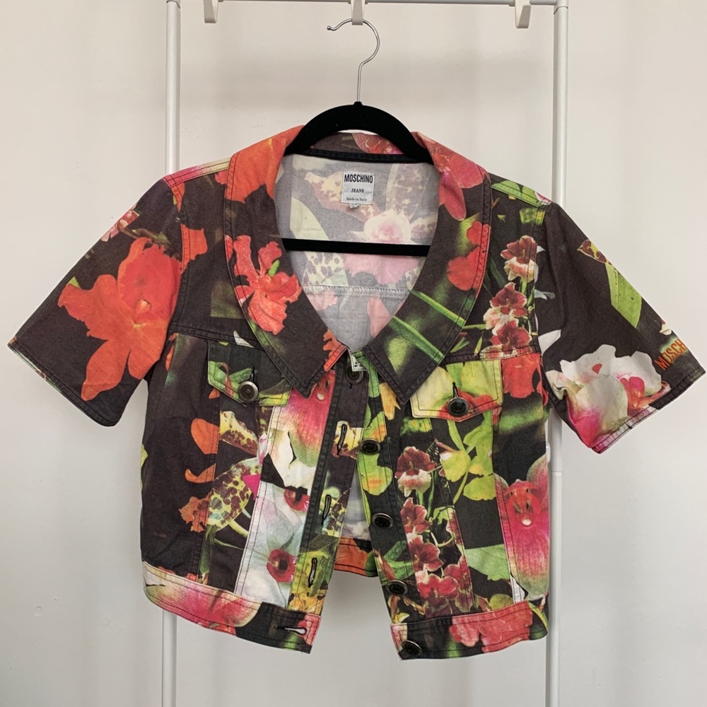 Moschino vintage jean floral jacket